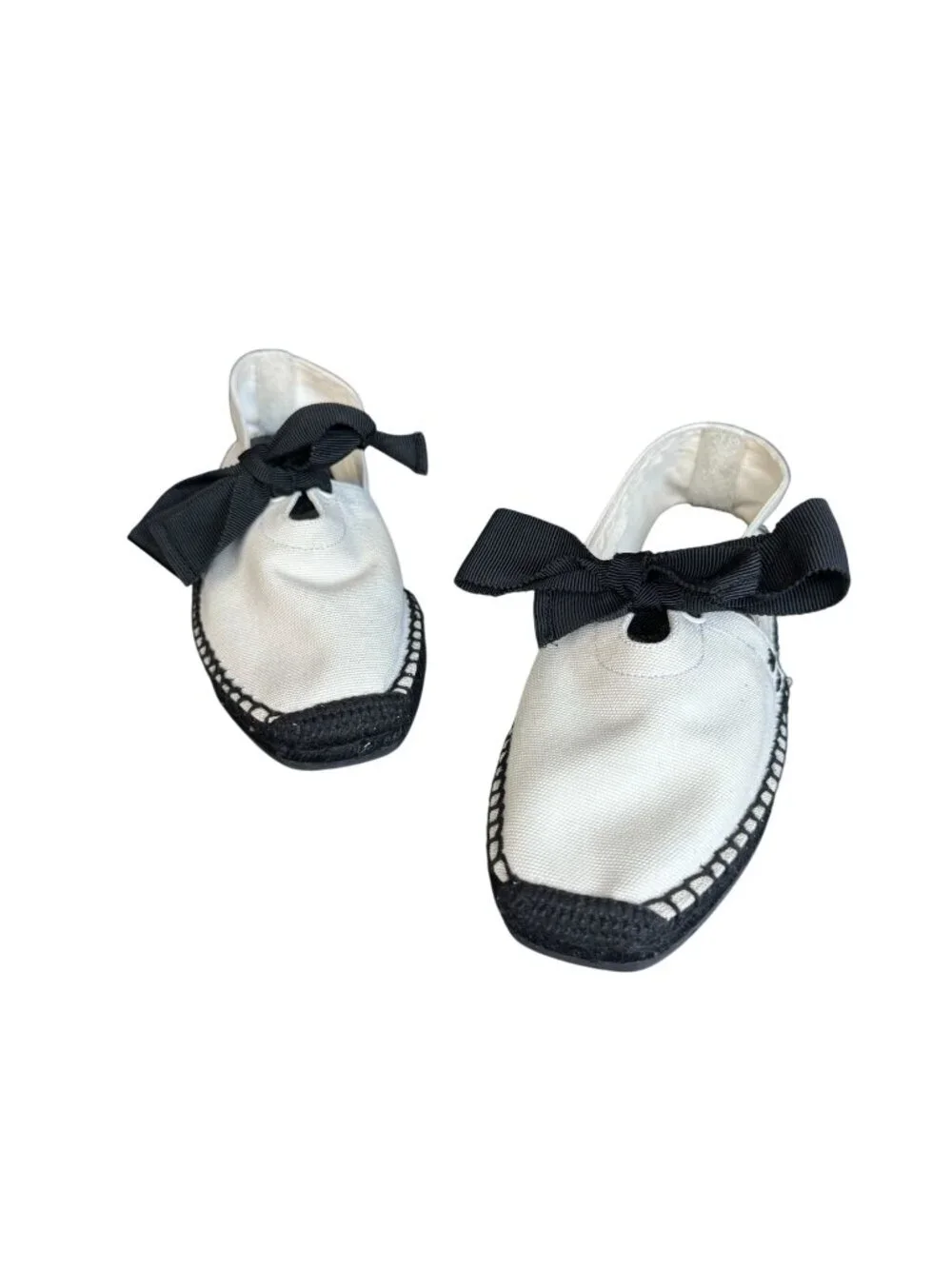 Tory Burch Black Bow Espadrille Flats Women's Cotton Canvas, Size 6.5 NWOB
